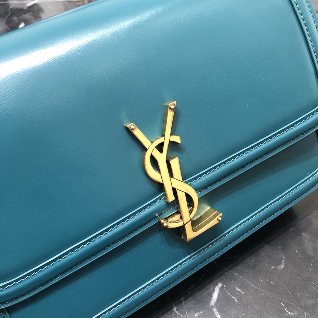 Saint Laurent Solferino Box Medium Calfskin Handbag Shoulder Bag Blue 634305 